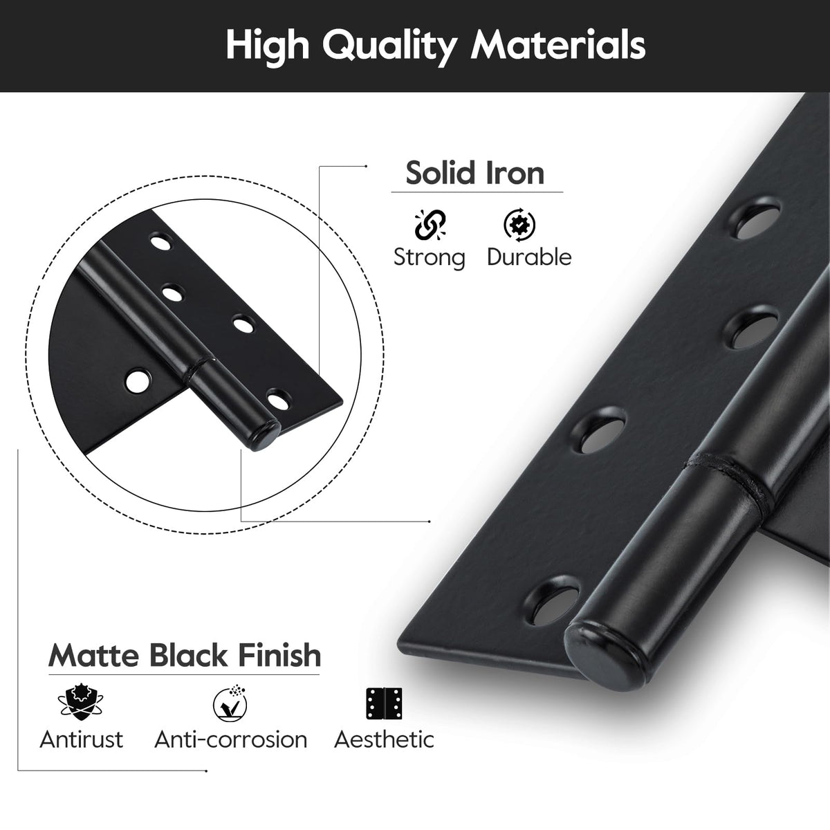 10" Heavy Duty Gate Hinges, 2 Pack T Strap Hinges