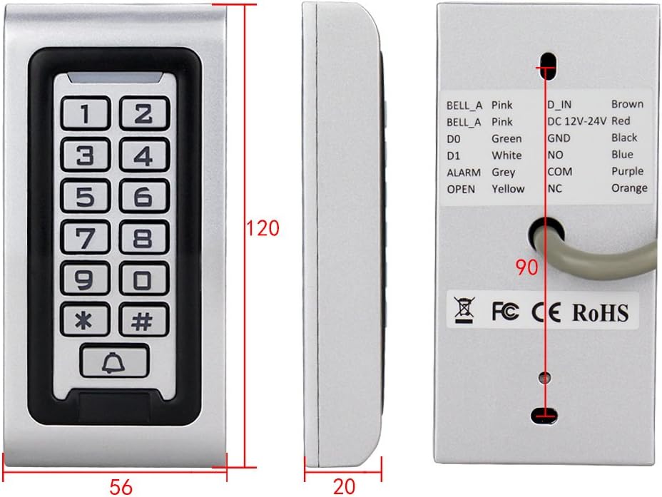 HFeng Door Access Control System Kit IP68 RFID Keypad Waterproof Outdoor + 180KG/320lbs Electromagnetic Electric