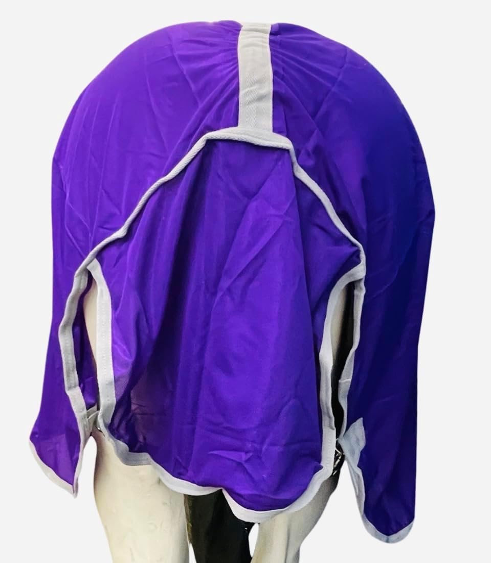 Heavy Duty Horse Fly Sheet with Neck and Detachable Belly Band | Summer Sheet (78, Purple)