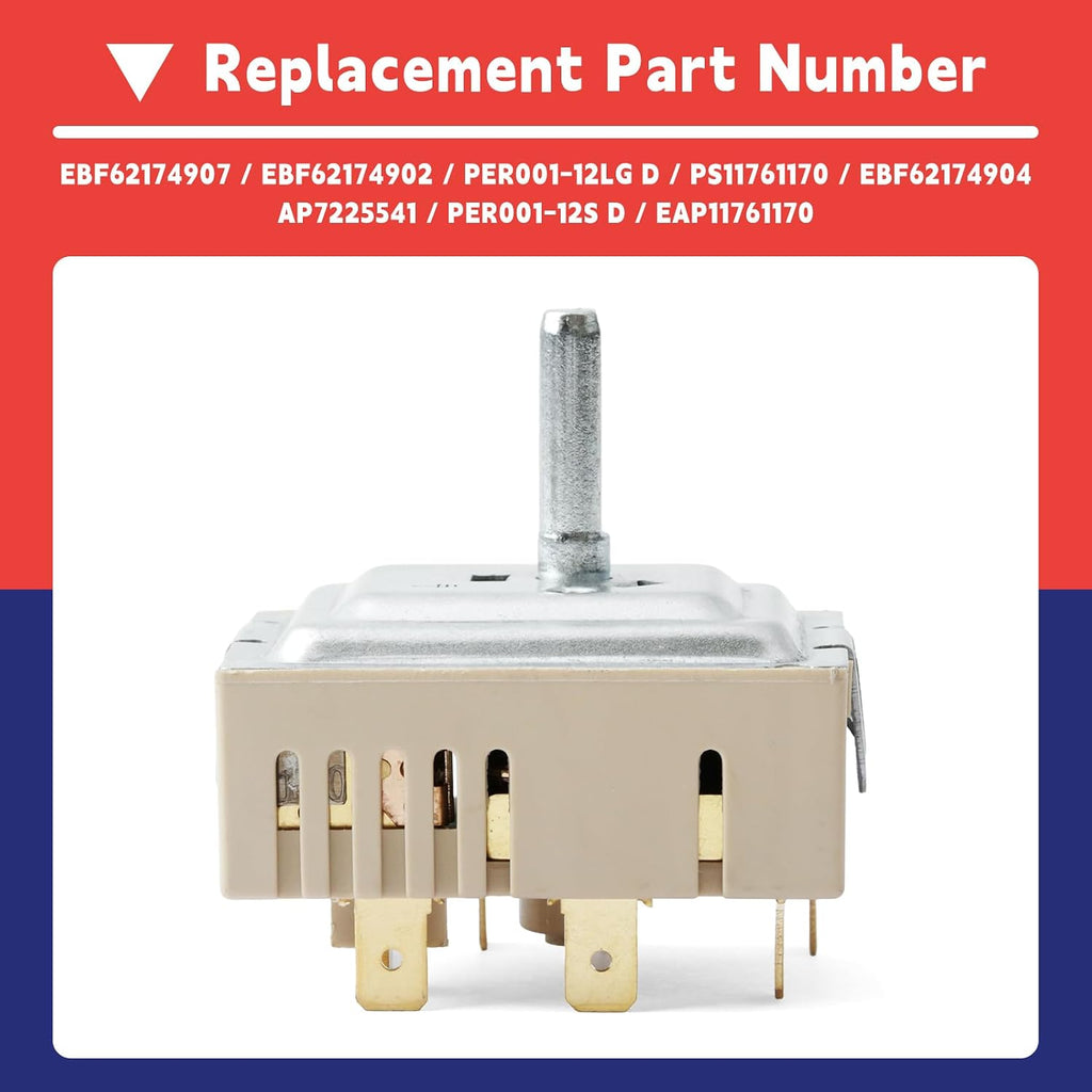 EBF62174907 Infinite Control Switch Compatible with LG Range Surface Element Rotary Switches Replace EBF62174902 EBF62174904 PER001-12LG D PER001-12S D