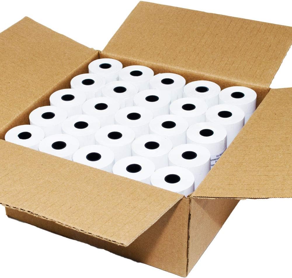 (50 Rolls) 2 1/4 x 70 Thermal Paper 55 GSM Premium Quality German Paper Large Rolls For Clover Flex Verifone VX520