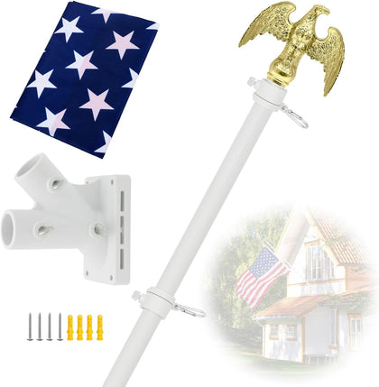 Flag Pole for Outside House, 6 FT Flag Pole Kit for Outdoor with Holder, 3x5 US Flag and Eagle Topper, Stainless