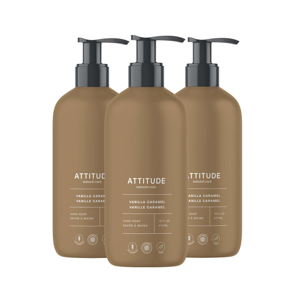 ATTITUDE Hand Soap, EWG Verified, Vanilla Caramel, 16 oz (Pack of 3)