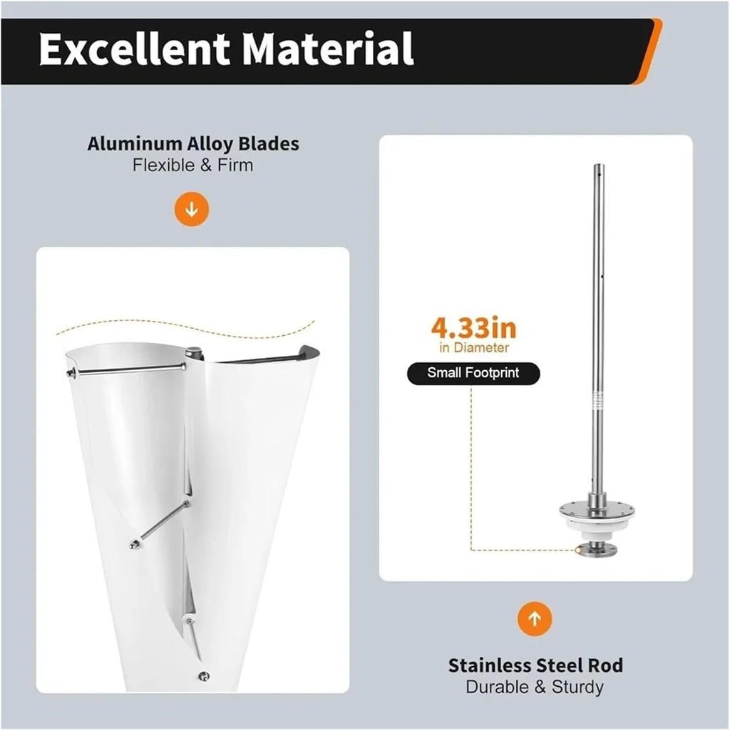 12V 400W Vertical Axis Wind Turbine Generator Kit MPPT Controller | Converts wind energy into electrical power for