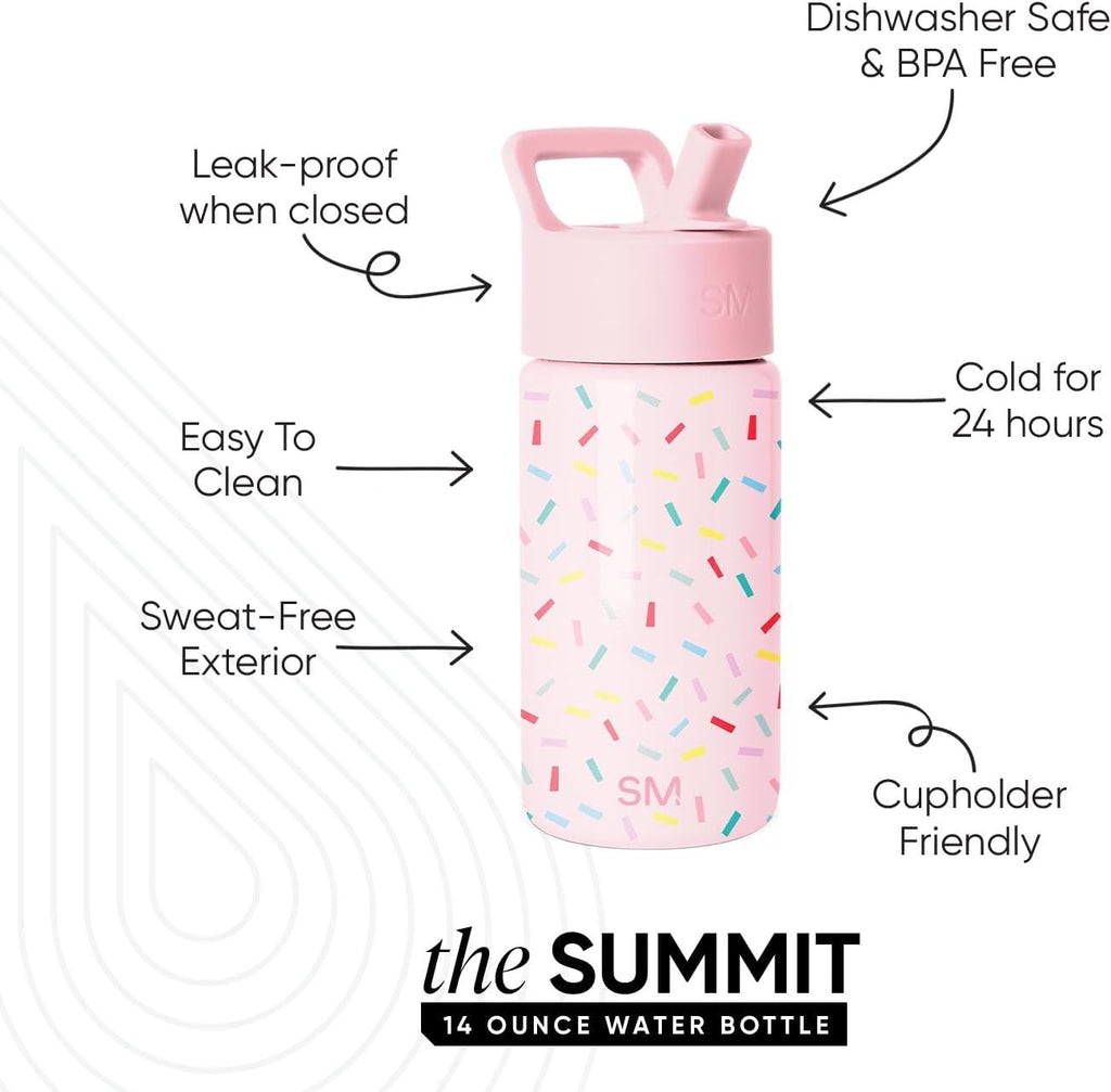 Kids Water Bottle & Toddler Cup | 14oz | Confetti | Insulated Stainless Steel Toddler Water Bottle, Kids Tumbler with