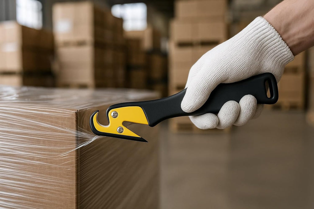 Heavy-Duty Hook Knife – Safety Cutter with Replaceable Metal Blade, Ergonomic Plastic Handle, Hanging Hole, for