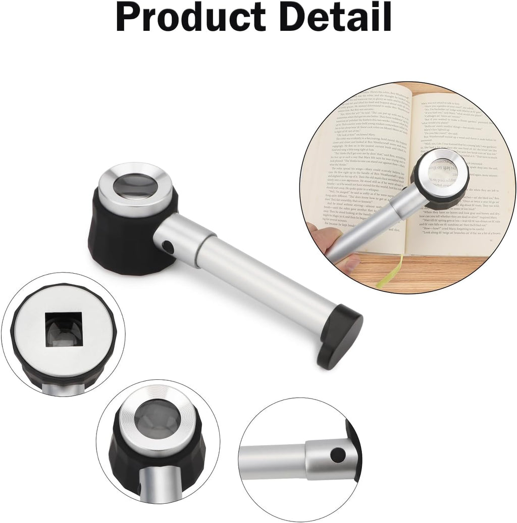 10X Jeweler Loupe Handheld Magnifier Magnifying Glass with LED Light | Lighted magnifiers with measure scale &