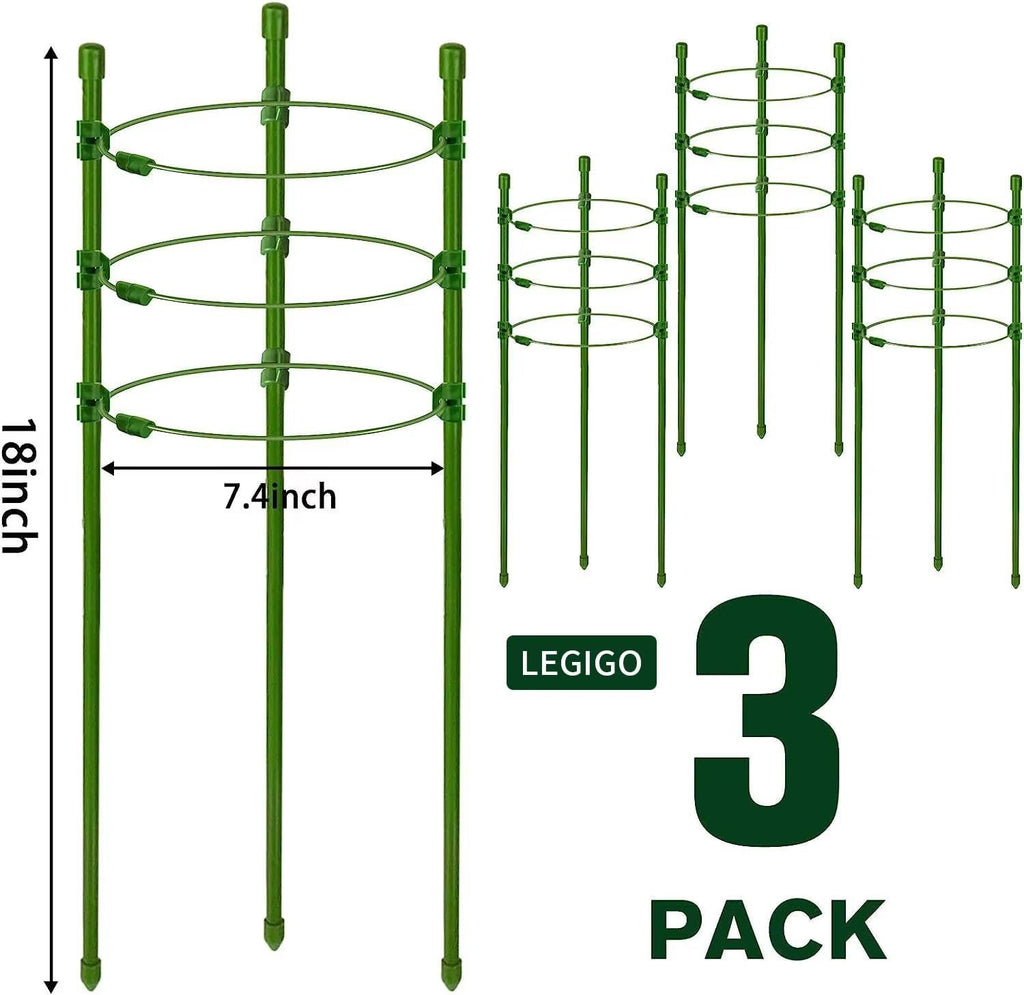 3 Packs Plant Support Cages Tomato Cage for Garden- 18 Inch Adjustable Garden Cucumber Trellis Plant Stakes, Trellis