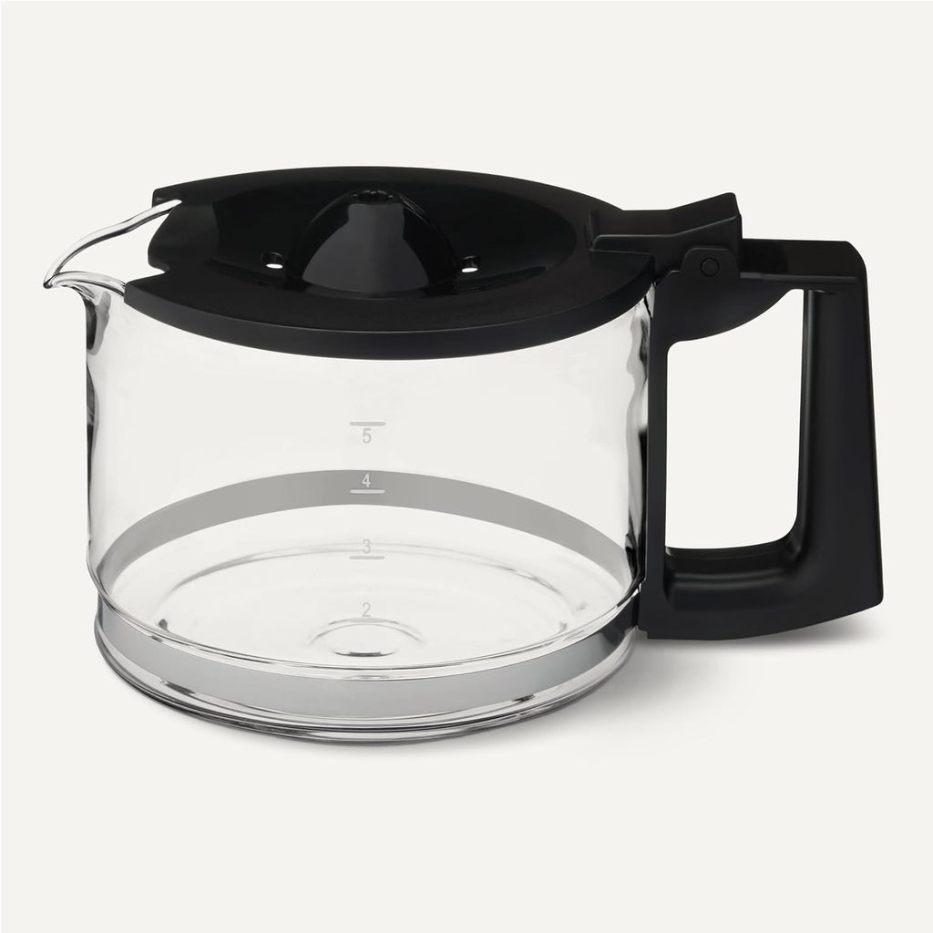 5-Cup Glass Replacement Carafe for Coffee Maker, Comfort-Grip Handle, Dripless Spout, Black
