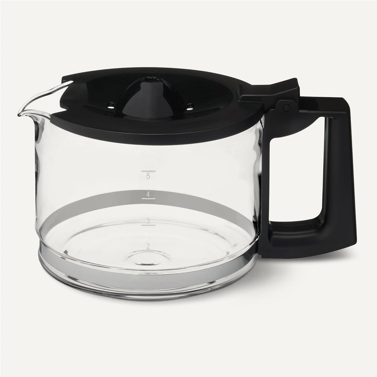 5-Cup Glass Replacement Carafe for Coffee Maker, Comfort-Grip Handle, Dripless Spout, Black