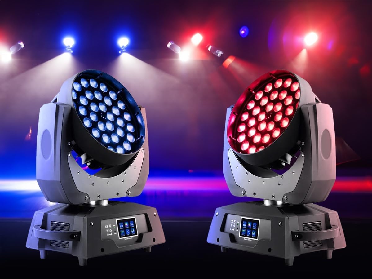 Stage Wash Moving Head Stage Light (RGBW) 36x 10-Watt LEDs, 16-Channel DMX Mode, Touch Screen Menu, With Zoom - Stage
