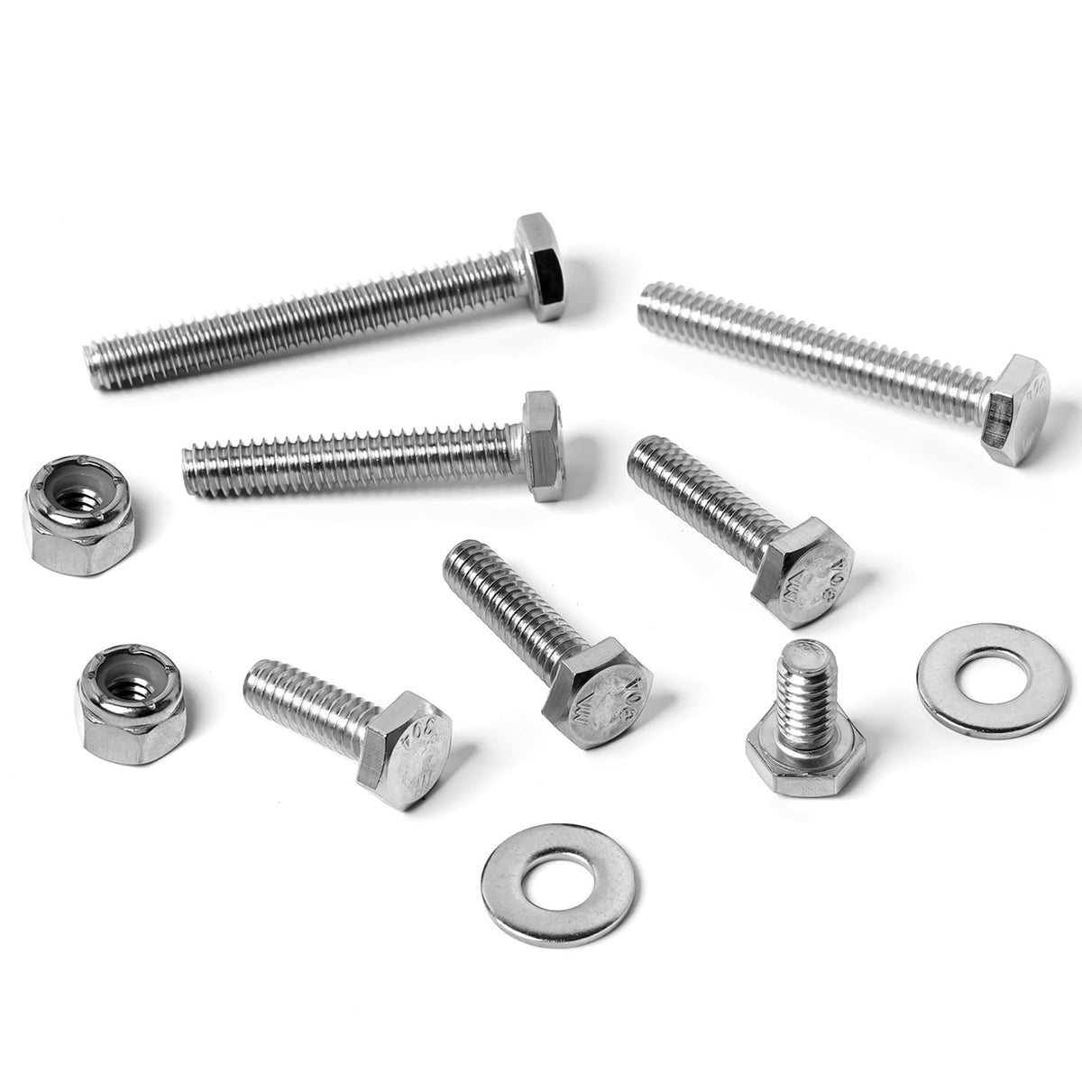 Stainless Steel 1/4-20 Hex Bolt Assorted with Nylon Insert Lock Nut Washer