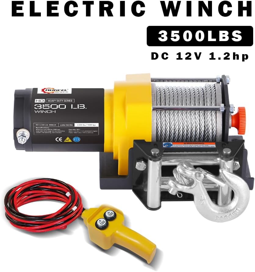 3500lb. ATV/UTV Electric Winch,with Roller Fairlead, Mount Plate