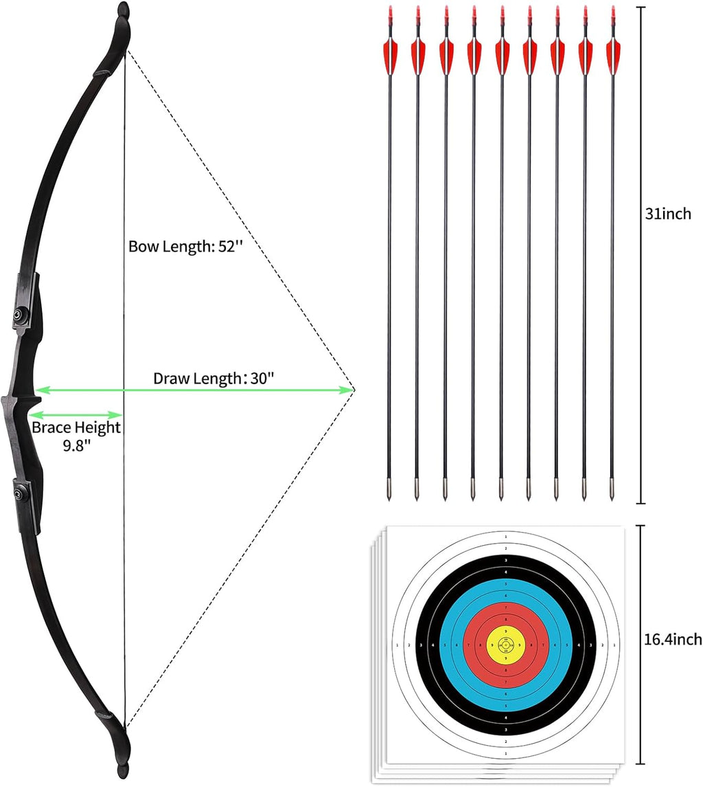 Archery Recurve Bow and Arrow Set for Adults/Youth/Teens Beginners | Left & Right Handed, 20/30/40lbs, Beginners