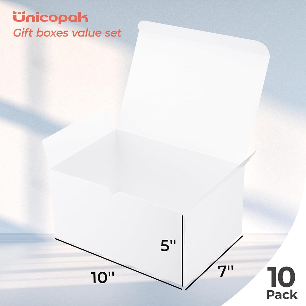 10 Pack 10x7x5 Inch Medium Deep Gift Boxes with Lids for Presents