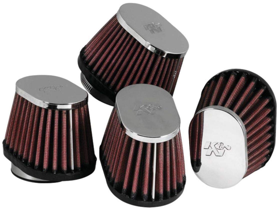 K&N RC-1824 Motorcycle Universal Chrome Air Filter, Black