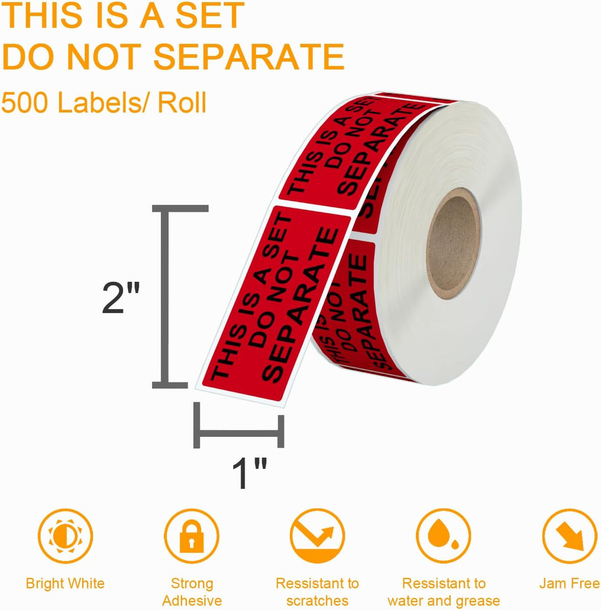 12 Rolls 1" x 2" Warning Label,This is a Set Do Not Separate Dark Red Packing Labels Permanent Adhesive (12 Rolls