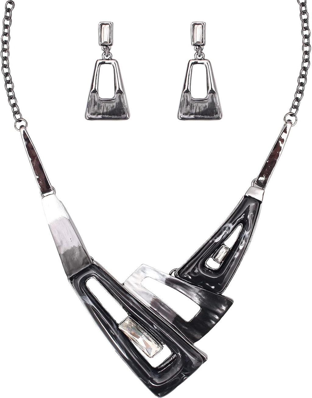 Irregular Enamel Triangle Shape shell Collar Bib Bohemian Boho Statement Necklace Earrings Fashion Costume Jewelry