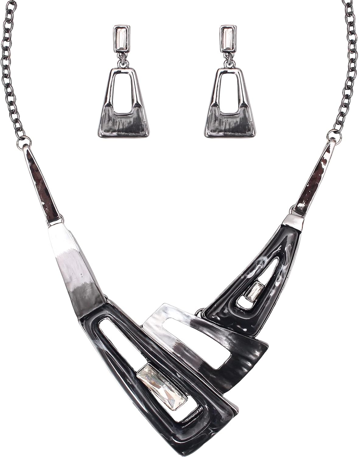 Irregular Enamel Triangle Shape shell Collar Bib Bohemian Boho Statement Necklace Earrings Fashion Costume Jewelry