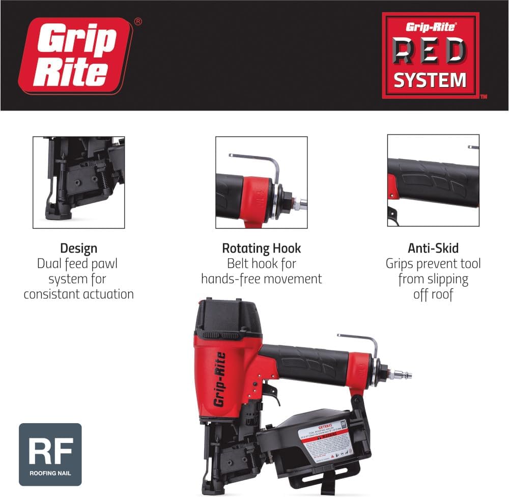 15⁰ Coil Roofing Nailer | 15-Degree Pneumatic Roofing Tool | 1-3/4" Coil Roofing Nailer | Asphalt Shingles