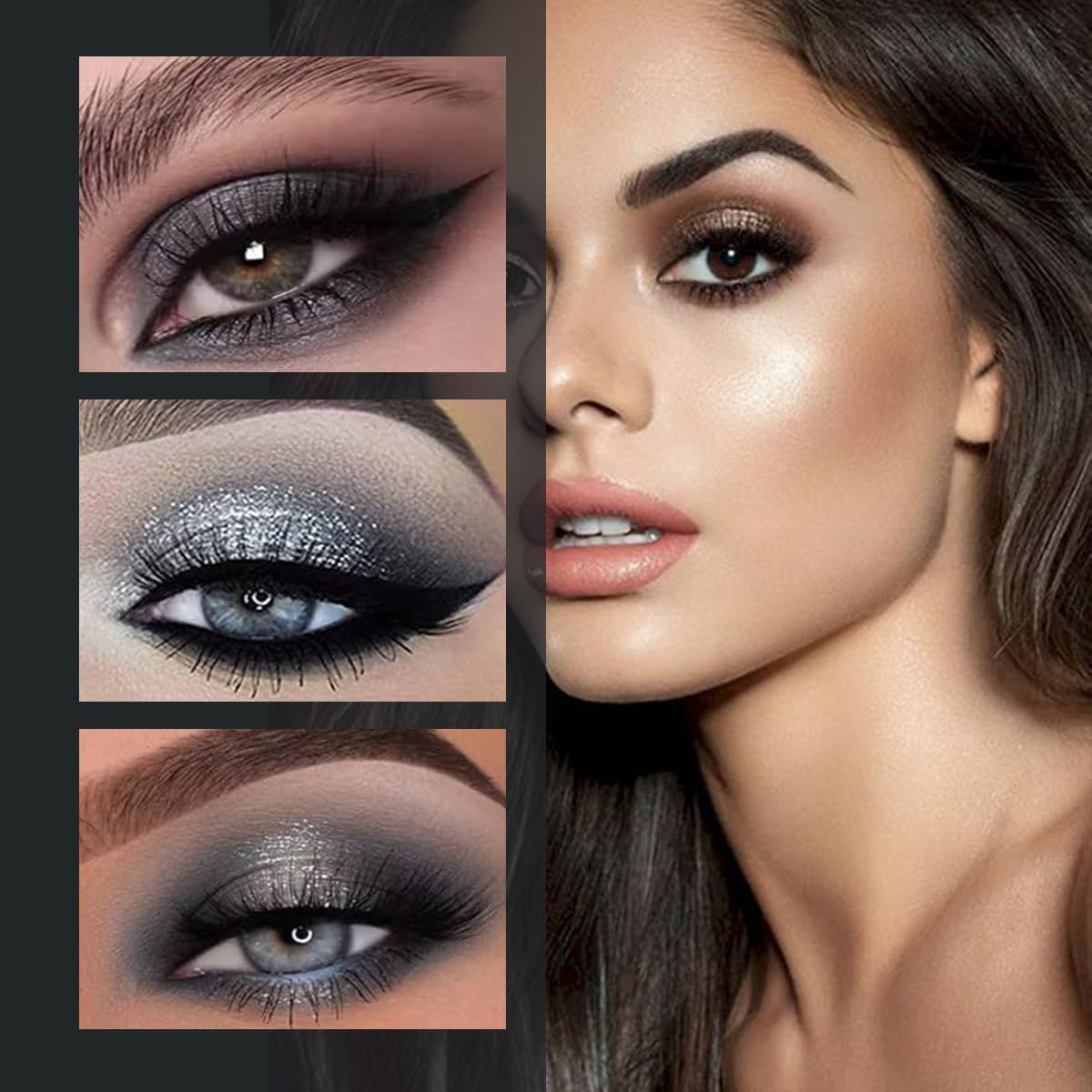 24Colors Black Grey Smokey Eyeshadow Palette, Matte Black Smoky Eye Shadow Palette, Shimmer High Pigmented Basic