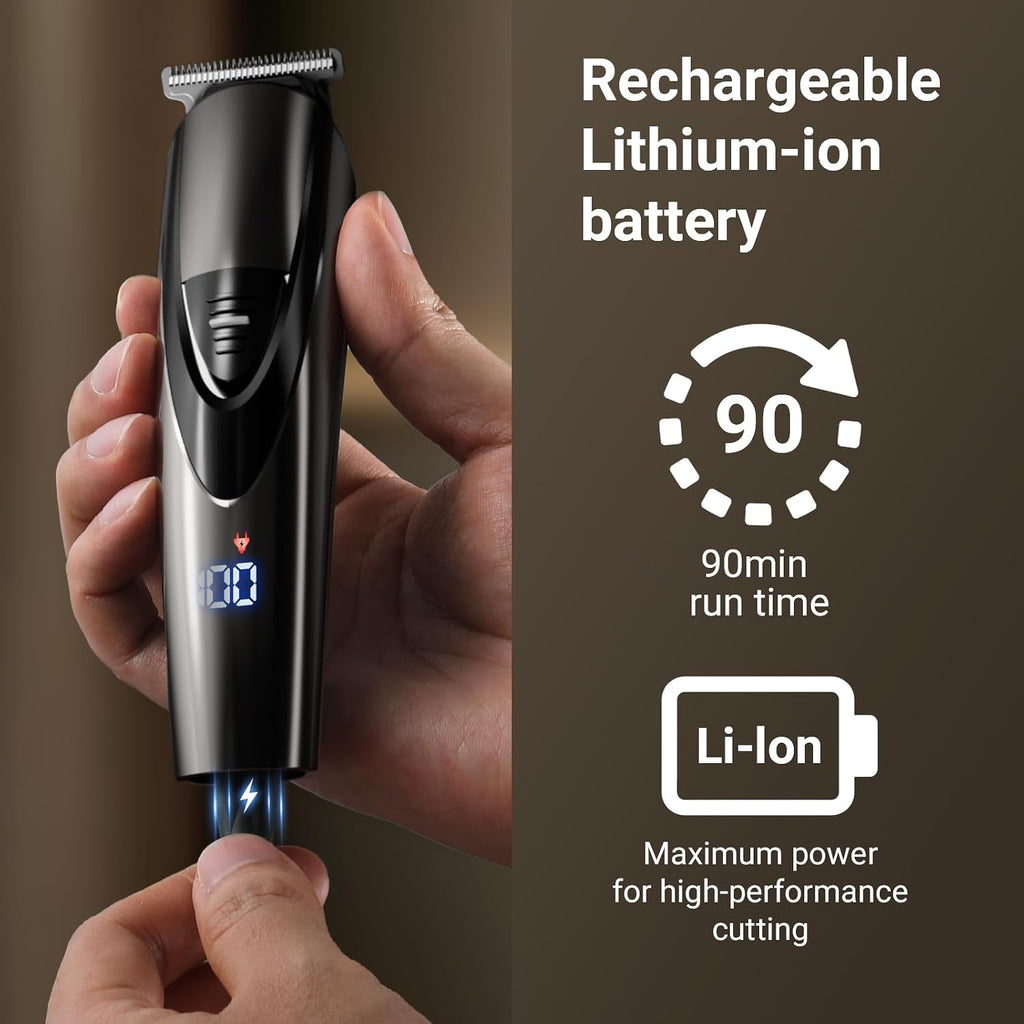 Rechargeable Beard Trimmer for Men: 𝟏𝟐-in-1 Grooming Kit | 𝐏𝐫𝐨fessional Barber Hair Clippers with 6 Detachable Heads