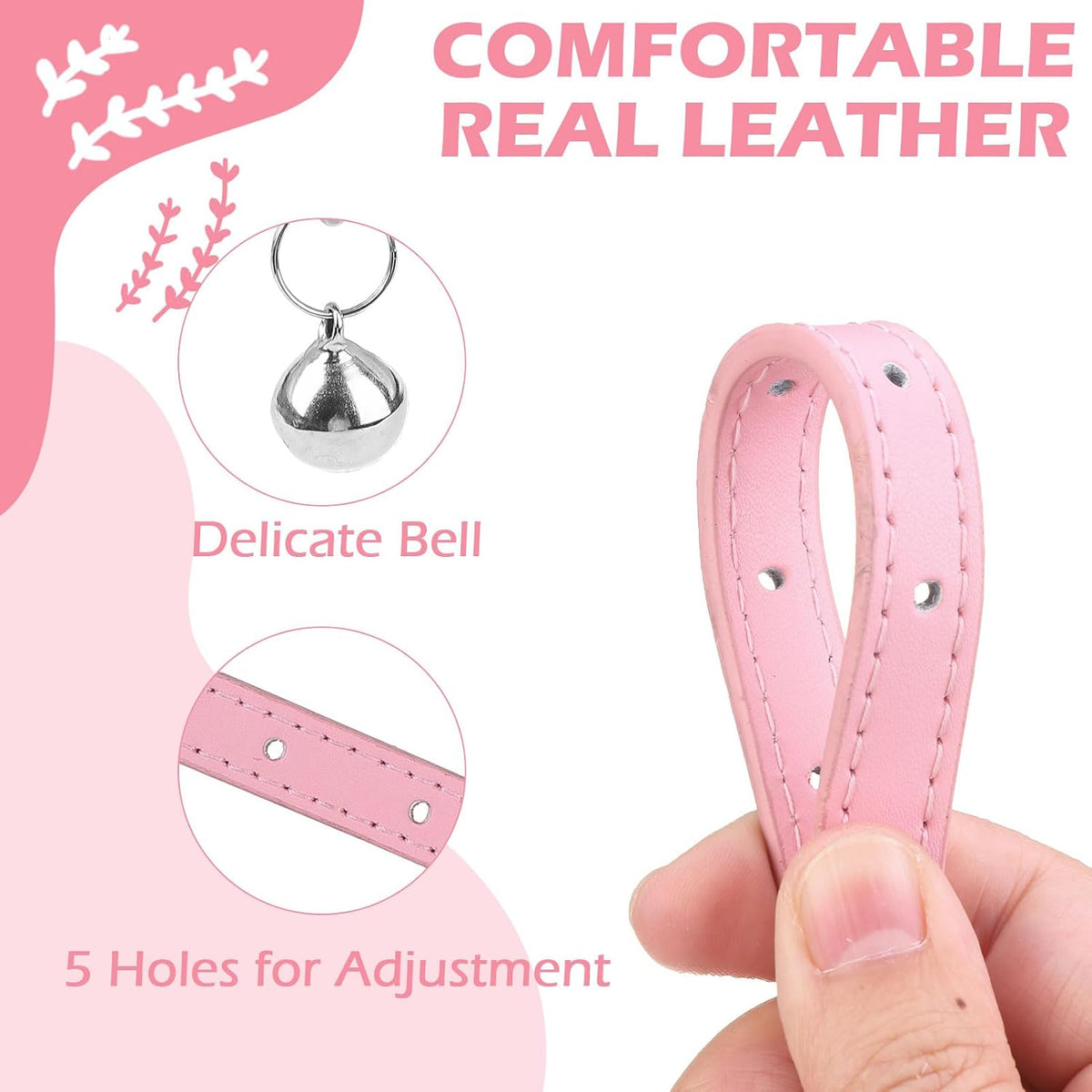 Cat Collar with Bell,Pink(Pearl)