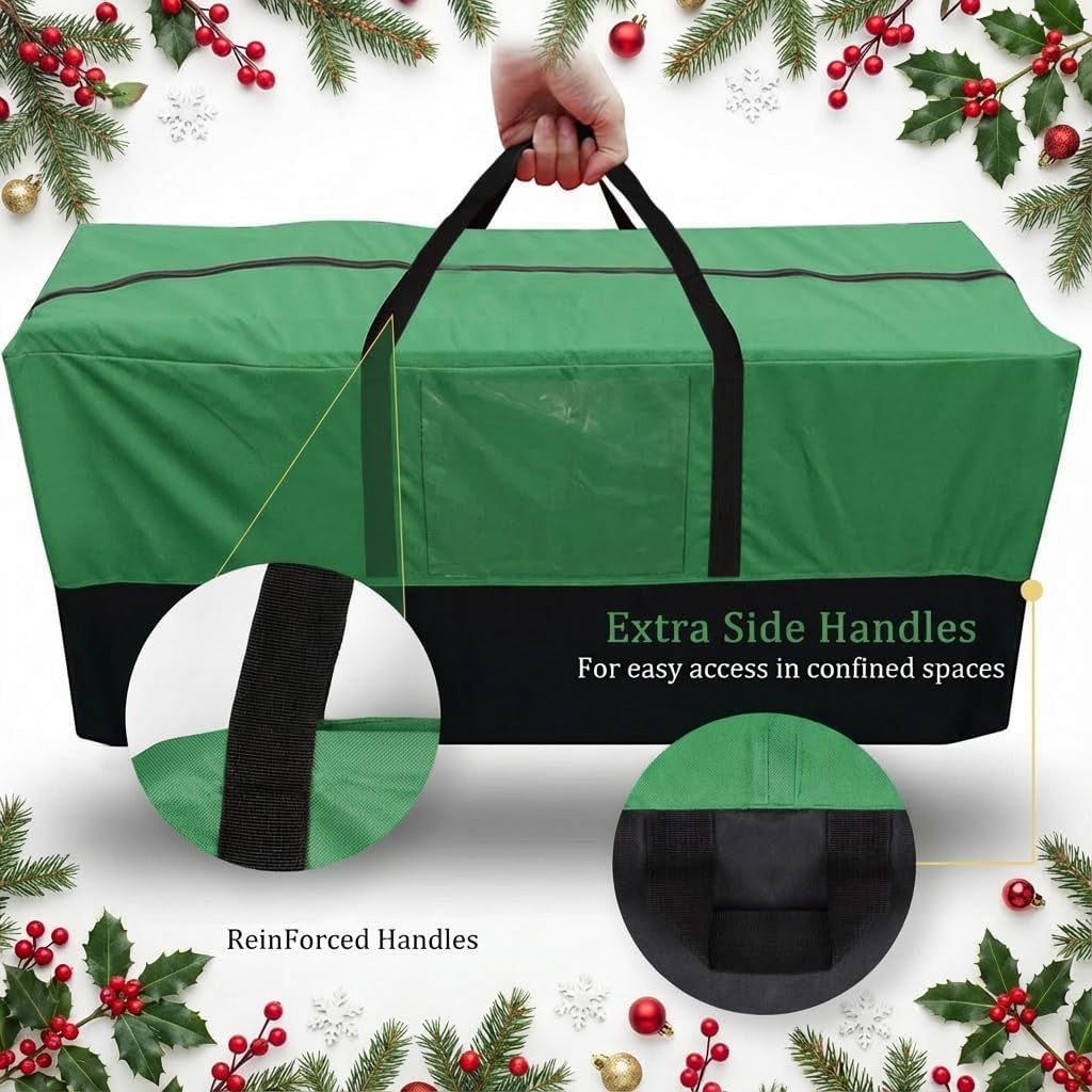 Christmas Tree Storage Bag, Fits 10-12 Ft Artificial Trees, Green | Wide Dual-Zipper Opening, Reinforced Handles