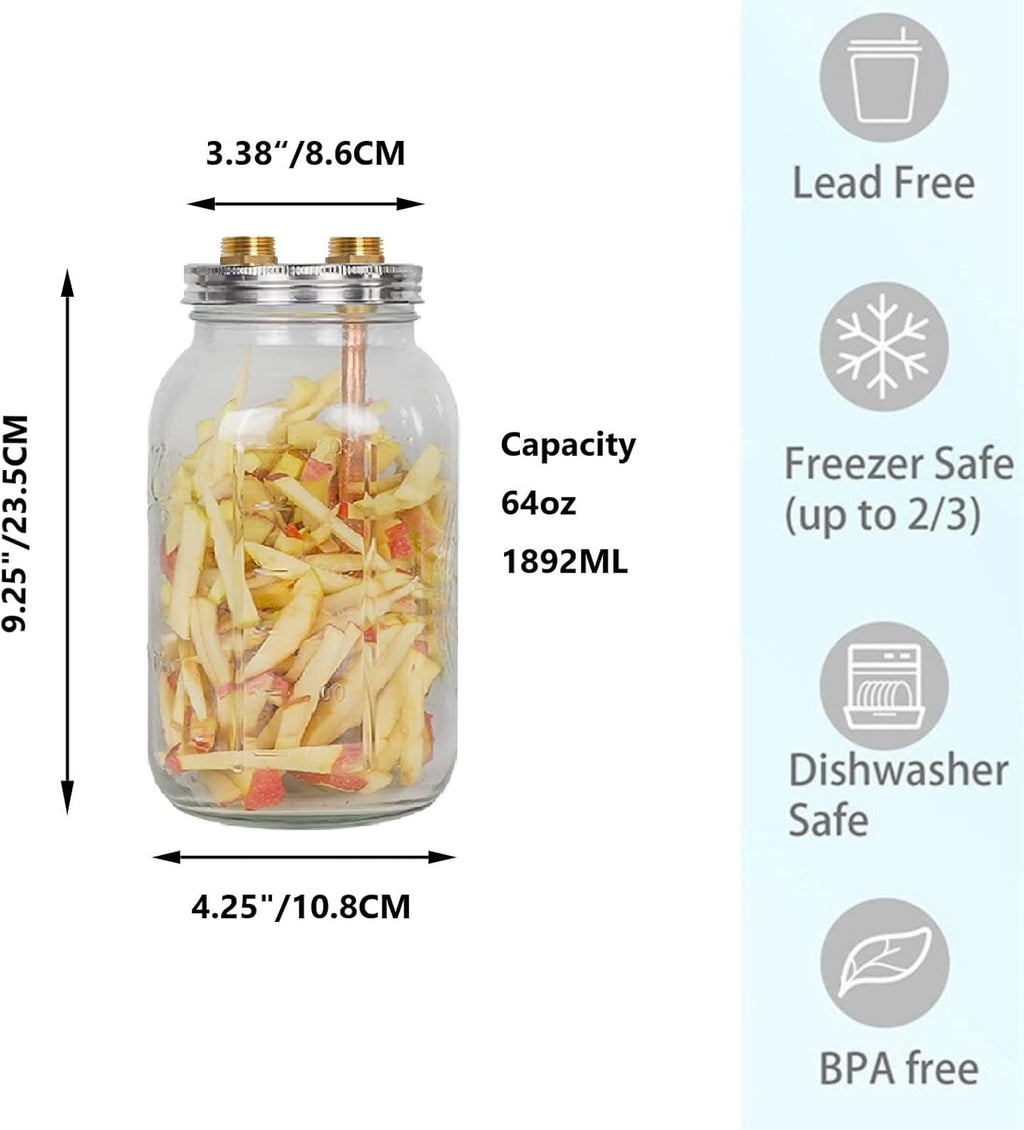 Thumper Keg Kit 64 Oz Half Gallon Wide Mouth Mason Jar for Upgrade Shine Still Alcohol Distiller Whiskey Brandy
