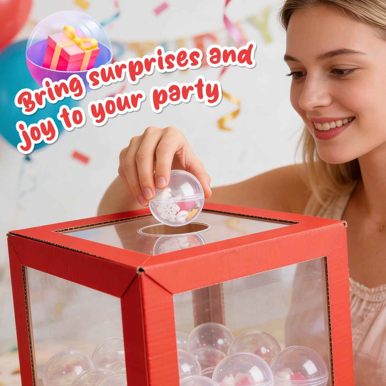 50Pcs Clear Vending Machine Capsules 1.77 Inch Empty Gumball Machine Containers Transparent Plastic Round Balls for