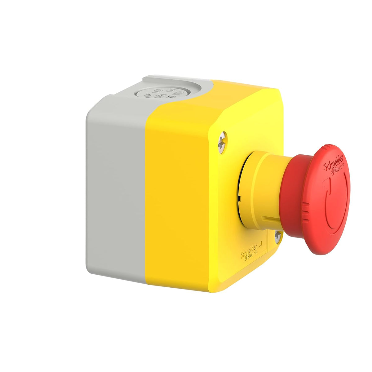 Schneider Electric Yellow Station - 1 red Mushroom Head pushbutton Ø40 Turn to Release 1NO+1NC