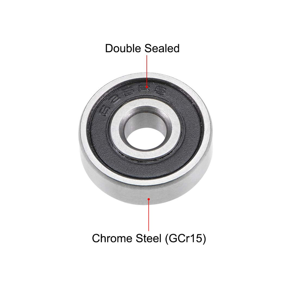 uxcell 625-2RS Deep Groove Ball Bearing 5x16x5mm Double Sealed ABEC-3 Bearings 10-Pack