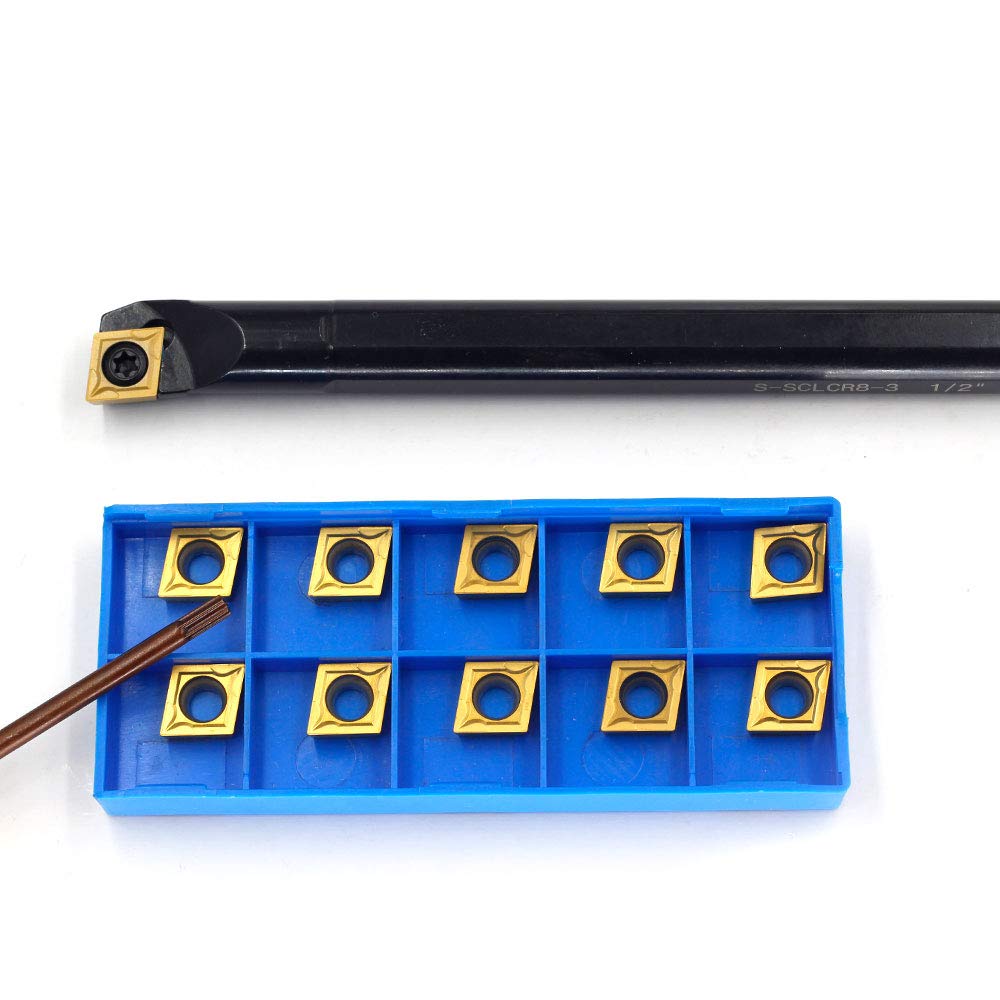OSCARBIDE 1/2" x 7" Indexable Boring Bar, Right-Hand,10pcs Inserts