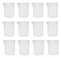 12PK Plastic Beakers, 250ml - Polypropylene Plastic - Raised Graduations, Tapered Spout - Euro Design
