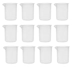 12PK Plastic Beakers, 250ml - Polypropylene Plastic - Raised Graduations, Tapered Spout - Euro Design