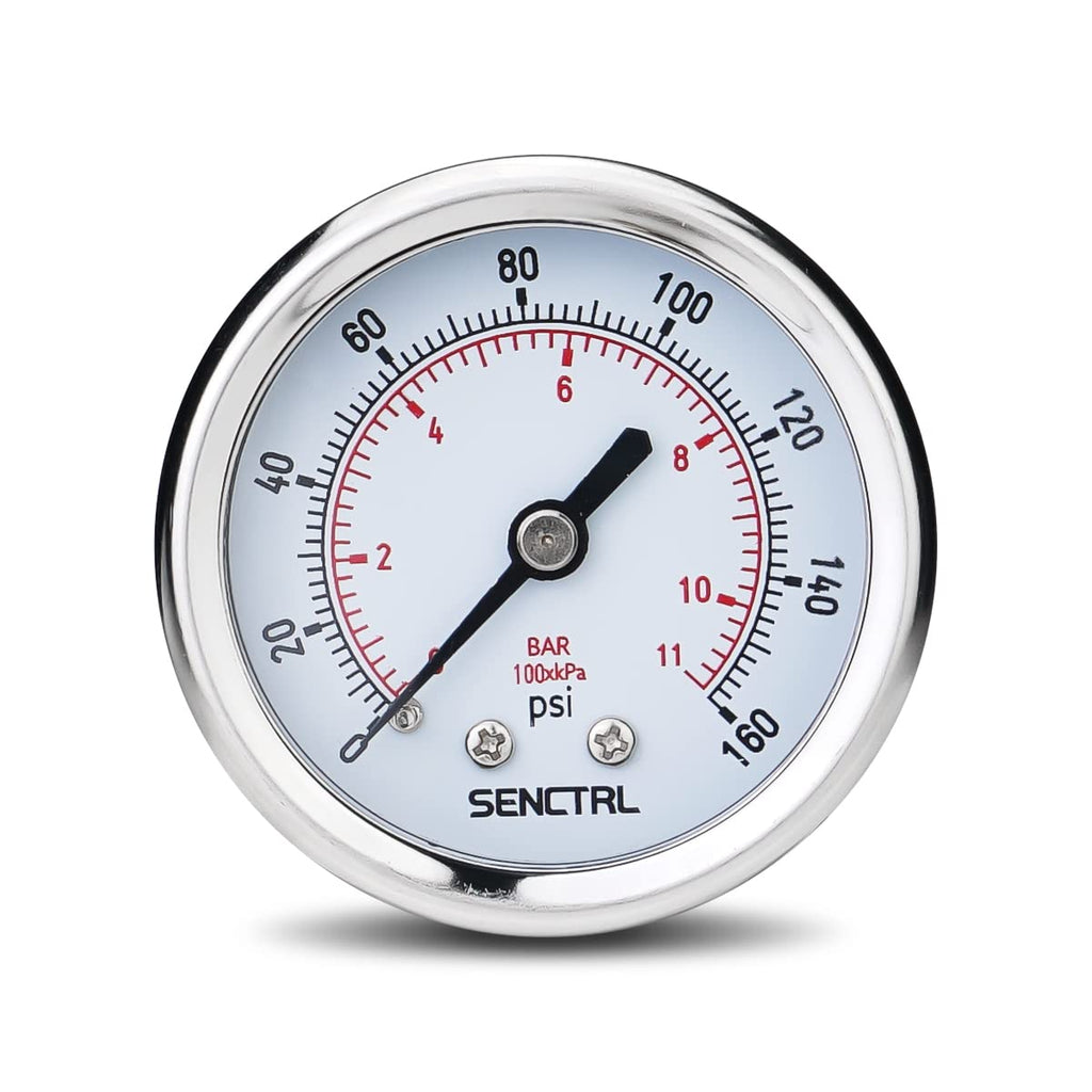 SENCTRL 0-160 Psi Pressure Gauge, 1/4" NPT Back Mount