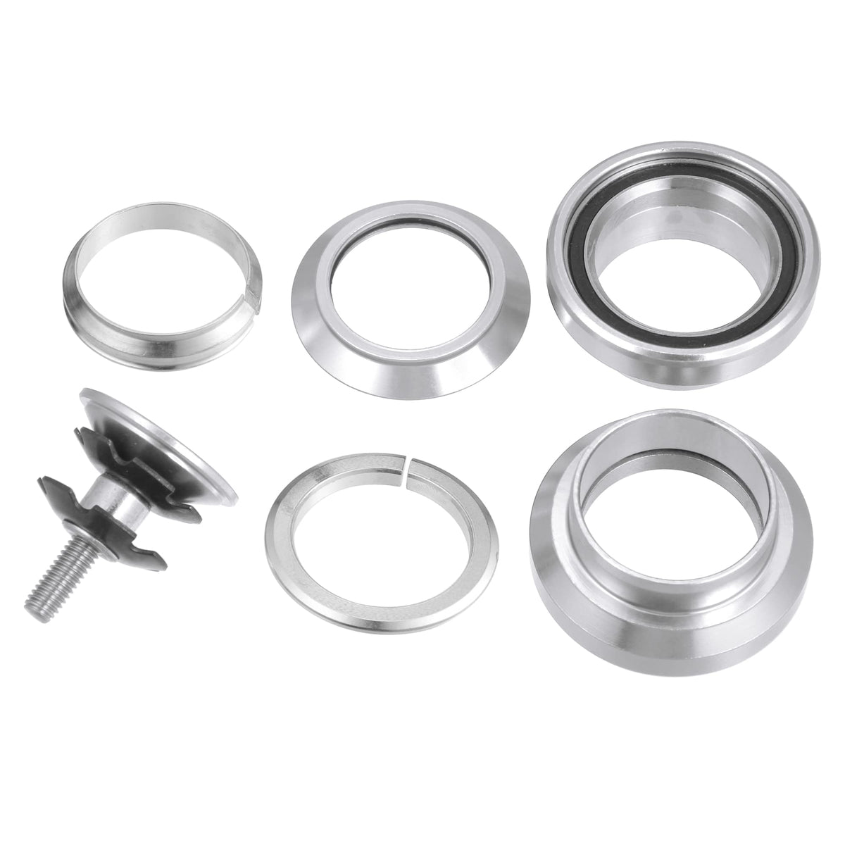 34mm 1-1/8" Threadless Bicycle Headset with Top Cap Silver Tone