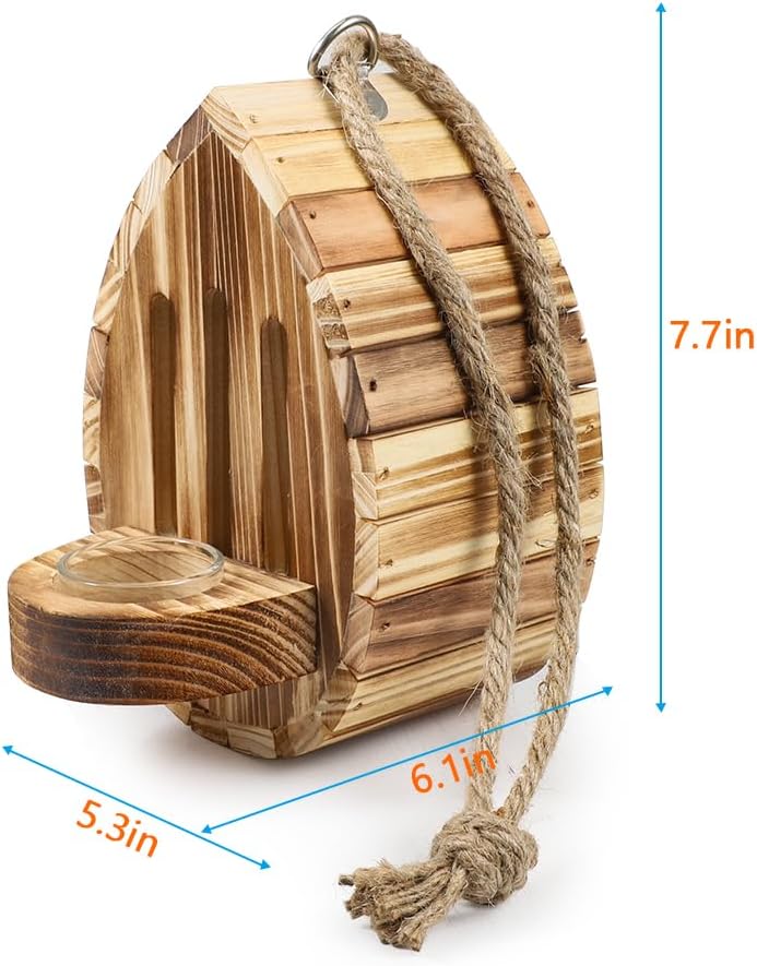 Butterfly House Wooden Habitat Natural Nesting Box Garden House with Feeder Hanging for Bee Butterfly Ladybirds for