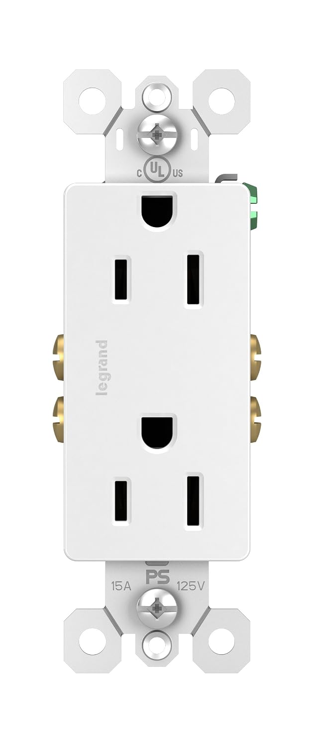 Legrand Radiant 15 Amp Decorator Duplex Outlet White 1 Pack