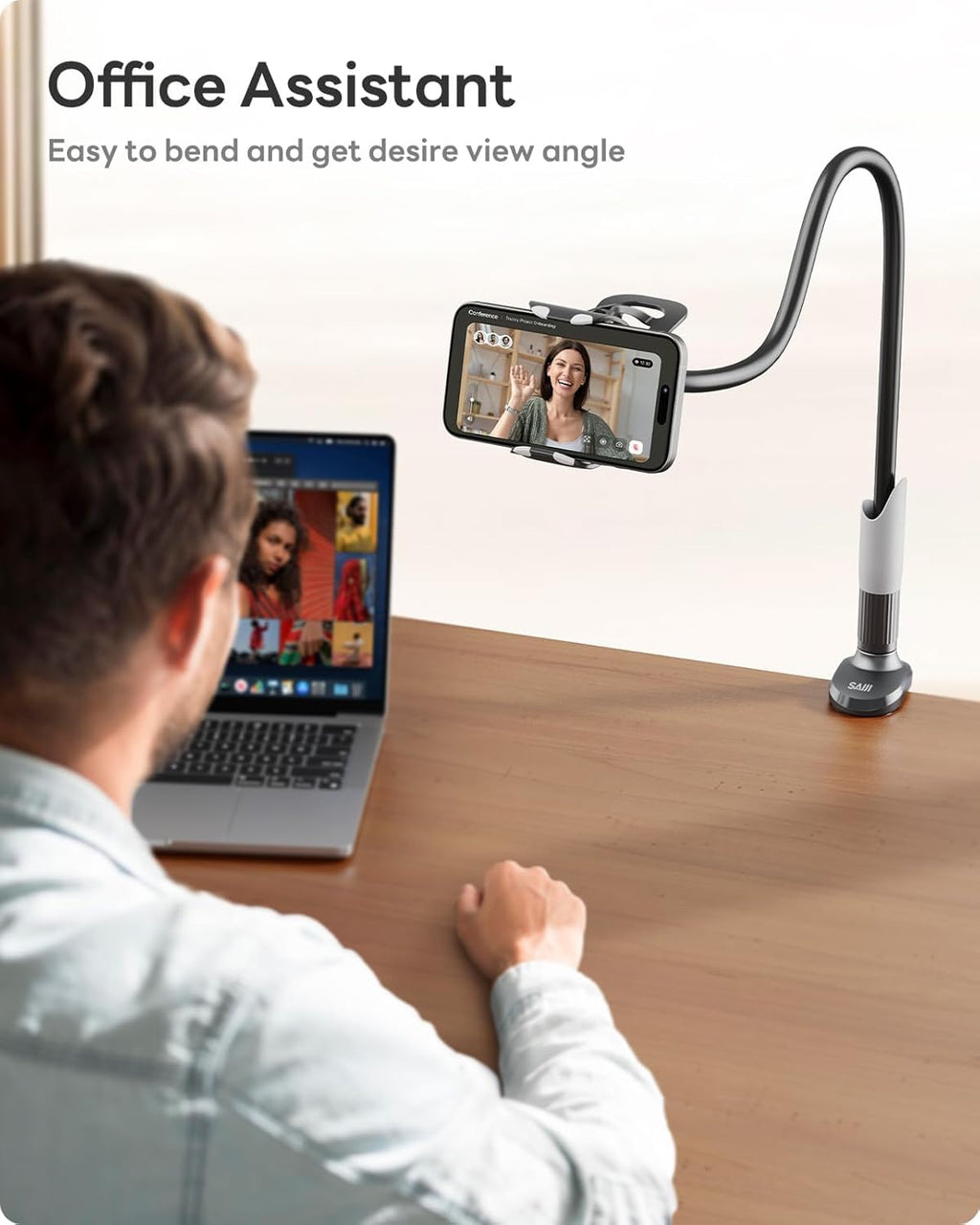 Gooseneck Bed Phone Holder, Flexible Long Arm Phone Mount for Desk, Clip Bracket Clamp Stand, iPhone Stand, Mobile