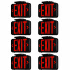 TORCHSTAR 8-Pack Red Letter LED Exit Sign with Battery Backup, Black
