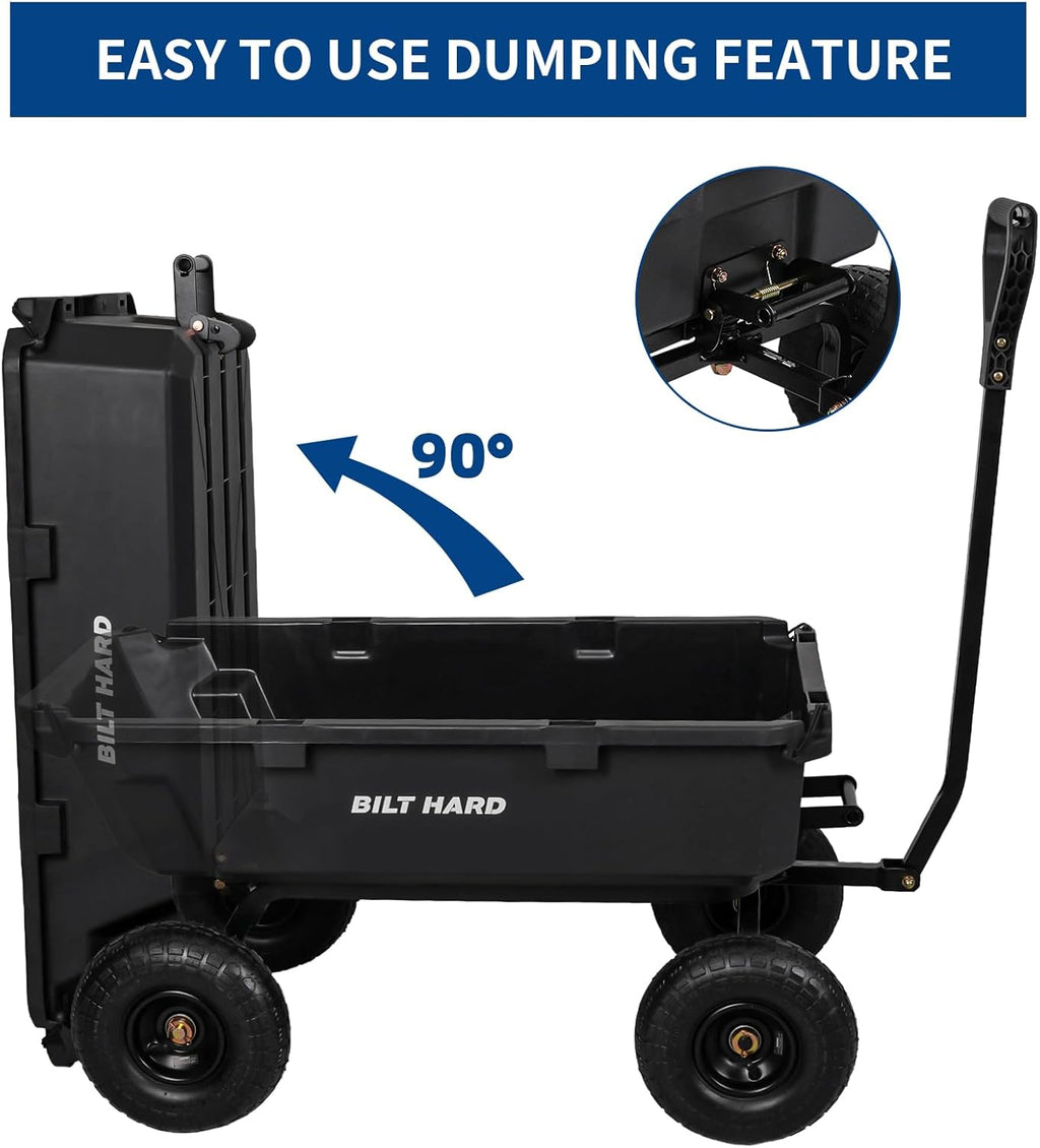 900 lbs Poly Garden Dump Cart, 5 Cu.Ft Wheelbarrow Cart with 10" All Terrain Wheels & Quick-Release System, Heavy