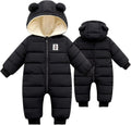 Baby Boys Girls Snowsuit Newborn Cozy Winter Coat Infant Bear Hooded Jumpsuit Toddler Snow Outfit for 0-24 Months