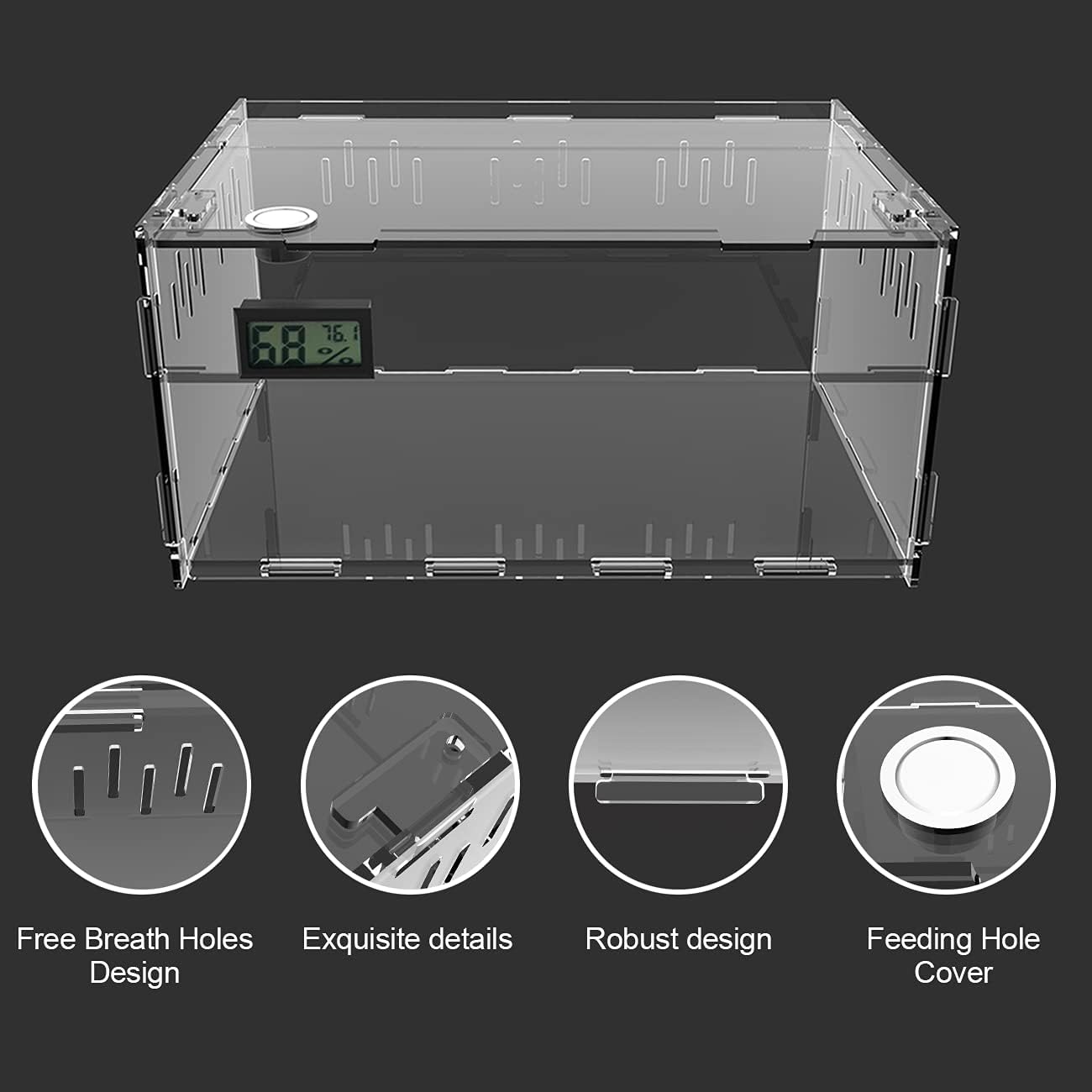 Acrylic Reptile Terrarium Breeding Tank Enclosure 11.4"x7.7"x5.9"