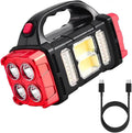 High Lumens Solar Flashlight - LED Work Light with USB-C Rechargeable, Waterproof, Multi-Function Flashlight &