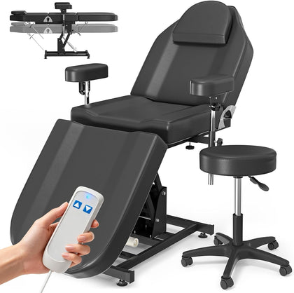 Electric Tattoo Chair Bed for Client,Electric Lift Massage Table with Stool
