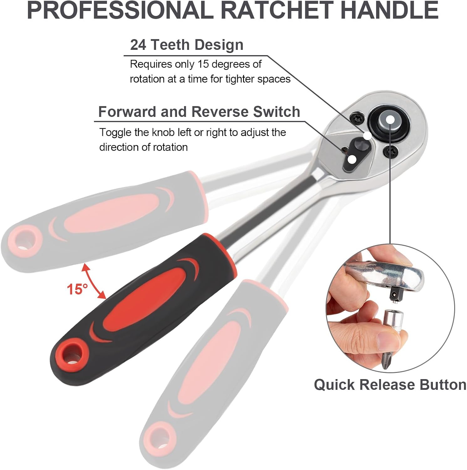46PCS Small Drive Socket Ratchet Wrench Screwdriver Set, 1/4 Inch Metric Socket and Ratchet Wrench Set with Extension