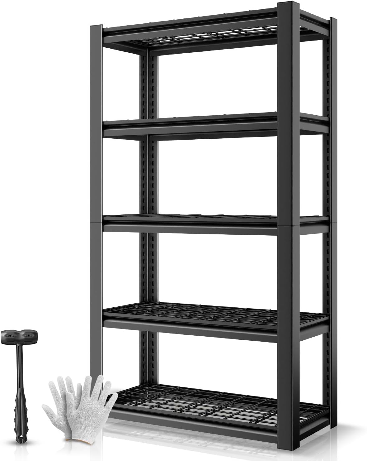 5-Tier Storage Shelves, 72" H Heavy Duty(3000LBS Capacity) Adjustable Garage Shelving, Metal Storage Utility Rack