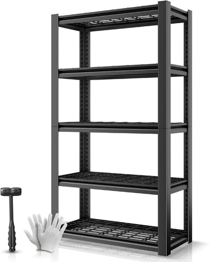 5-Tier Storage Shelves, 72" H Heavy Duty(3000LBS Capacity) Adjustable Garage Shelving, Metal Storage Utility Rack