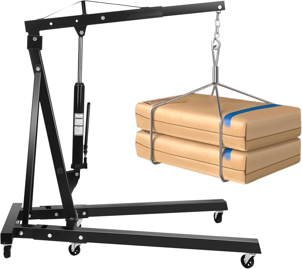 2 Ton Engine Hoist,Folding Cherry Picker with Lever,Cherry Picker Engine Hoist,Heavy Cherry Picker with 6 Wheels for